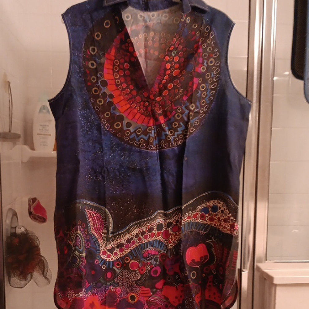 Women's Sleeveless Cover Up  - Blue and Red